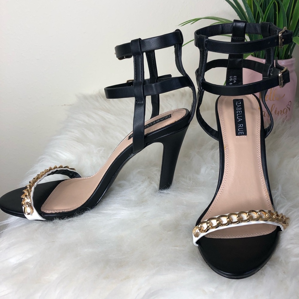 Izabella Rue Gold Chain strap Heels- Size 8